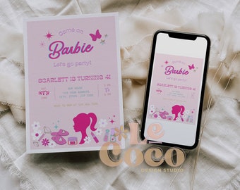 Retro Barb Doll Spa Party Invitation: Editable Birthday Invite (Digital)