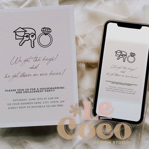 Minimal Housewarming Party Invitation Template, Digital Engagement Party Invitation,Editable Engagement Invitation, New Home Invitation