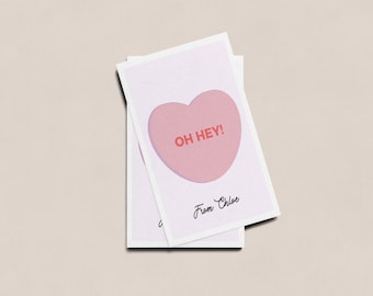 Candy Hearts Valentine's Day Favor Tag: Editable Card (Digital Download)