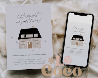 Minimalist Housewarming Party Invitation Template (Digital Download)