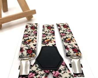 Floral Suspenders: Pink & Yellow Wedding Groomsmen Suspenders