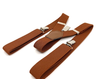 Burnt Orange Elastic Suspenders: Wedding Groomsmen Attire