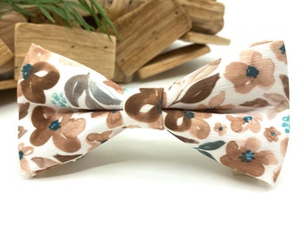 Nœud papillon fleuri en terre cuite : cadeau de mariage pour garçons d'honneur