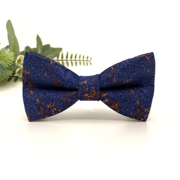 Navy Blue Bow Tie, Orange Bow Tie, Baby bow tie, Kids Bow Tie, Male Adult Bow Tie, Ring Bearer Bow Tie, Groomsmen Bow Tie, Pocket Square Set