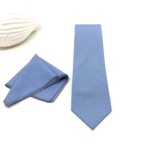 Dusty Blue Wedding Necktie: Groomsmen Tie & Pocket Square Set