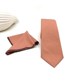 Blush Pink Wedding Necktie: Groomsmen Tie & Pocket Square Set