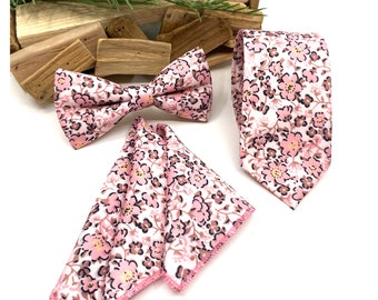 Corbata floral rosa rubor, corbatas florales de rosa polvoriento, corbatas florales de boda, corbata de padrinos, corbata de regalo de novio, corbata de novio, corbata de bodas, pajarita a juego