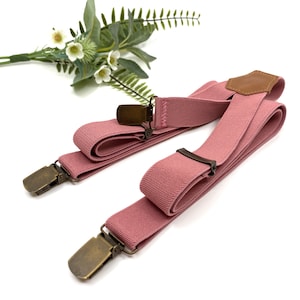 Dusty Rose Elastic Suspenders: Wedding Groomsmen, Ring Bearer