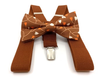 Burnt Orange Suspenders & Bow Tie Set: Baby, Kids, Adult