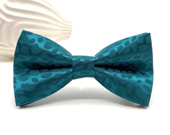 Teal Satin Bow Tie: Wedding Groomsmen, Ring Bearer