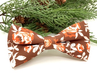 Nœud papillon floral terre cuite : Nœud papillon de mariage orange brûlé