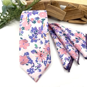 Blush Pink Floral Necktie, Lavender Floral Tie, Floral Men Necktie, Wedding Floral Ties, Groomsmen Floral Tie, Groom Gift Tie, Weddings Tie