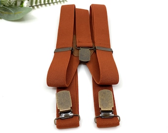 Burnt Orange Elastic Suspenders: Groomsmen, Ring Bearer, Wedding