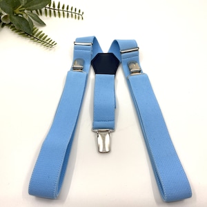 Light Blue Suspenders, Groomsmen suspenders, Ring bearer, leather suspenders, Wedding suspenders, Suspenders men, Groom suspenders