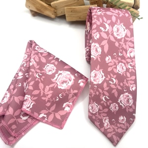 Altrosa Florale Krawatte: Hochzeit Groomsmen Krawatte