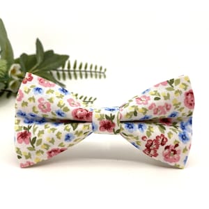Floral Bow Tie, Pink Floral Bow Tie, Baby bow tie, Kids Bow Tie, Adult Bow Tie, Ring Bearer Bow Tie, Groomsmen Bow Tie, Pocket Square Set