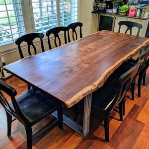 Nogal negro macizo, Mesa personalizada, Mesa de cocina, Mesa de comedor de borde vivo, Mesa de centro de borde vivo, Mesa industrial, Mesa de nogal de borde vivo,