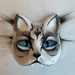 Black/Grey Siamese Therian/otherkin Half Cat Mask ⚠️READ DESC