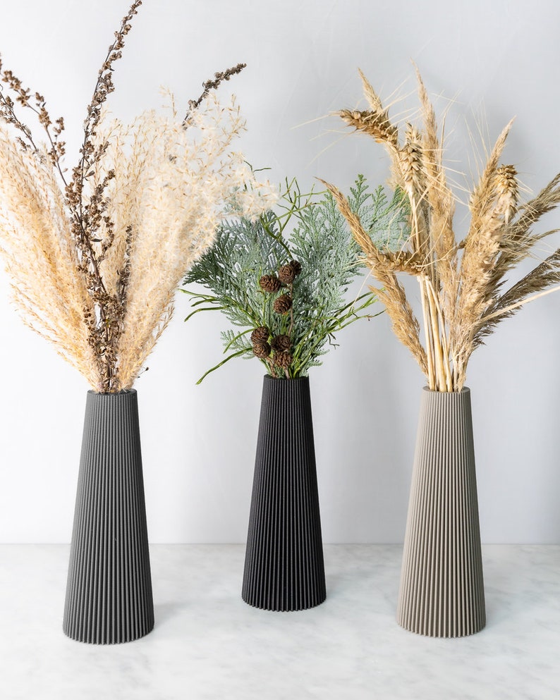 Vase AMSTERDAM decorative vase flower vase waterproof decoration dried flowers pampas grass cut flowers 3D printing image 5