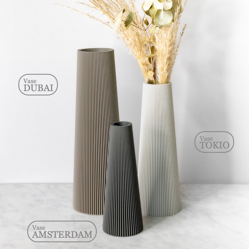 Vase AMSTERDAM decorative vase flower vase waterproof decoration dried flowers pampas grass cut flowers 3D printing image 9
