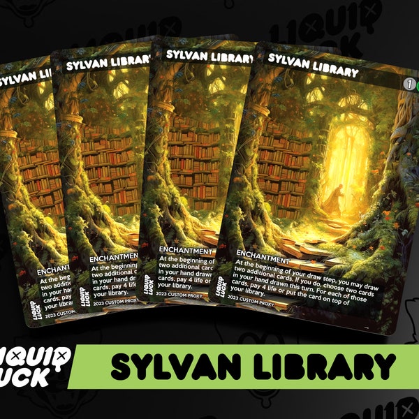 Sylvan Library MTG Proxy - Vintage Fantasy DnD Art Style Custom Alter Proxies - Perfect for Commander or EDH/cEDH Green Commander Staples