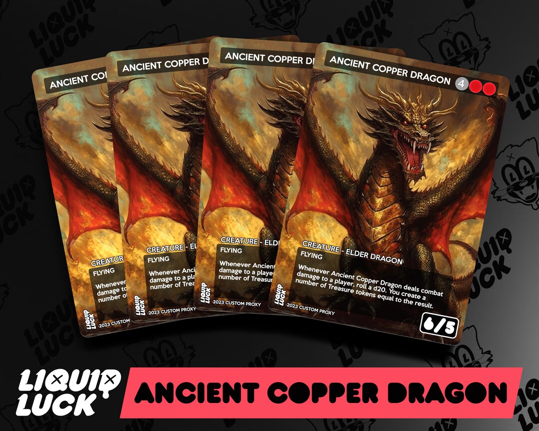 Ancient Copper Dragon MTG Proxy Vintage Fantasy Art Style Full Art