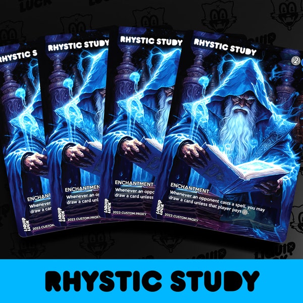 Rhystic Study MTG Proxy - Re-Imagined Vintage Fantasy DnD Art Style Custom Alter Proxies - Perfect for Commander EDH/cEDH
