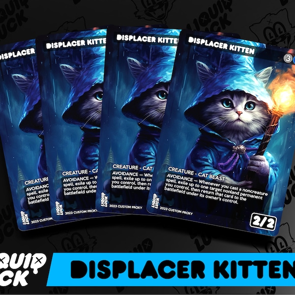 Displacer Kitten MTG Proxy - Re-Imagined Vintage Fantasy DnD Art Style Custom Alter Proxies - Perfect for Commander