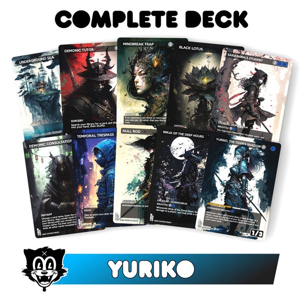Yuriko, the Tiger's Shadow MTG Geschenke - Komplettes Kommandanten Proxy Deck (cEDH) mit 108 Karten und Bonuskarten - Bereit zum Spielen von MTG Ninja Anime