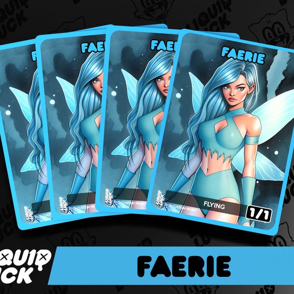 1/1 Blue Faerie with Flying MTG Tokens - Full Art Custom Tokens / Commander Cards for EDH/CEDH