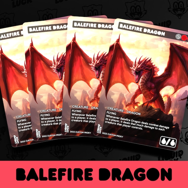 Balefire Dragon MTG Proxy - Vintage Fantasy Art Style Full Art Custom Mtg Commander Proxy for EDH/cEDH