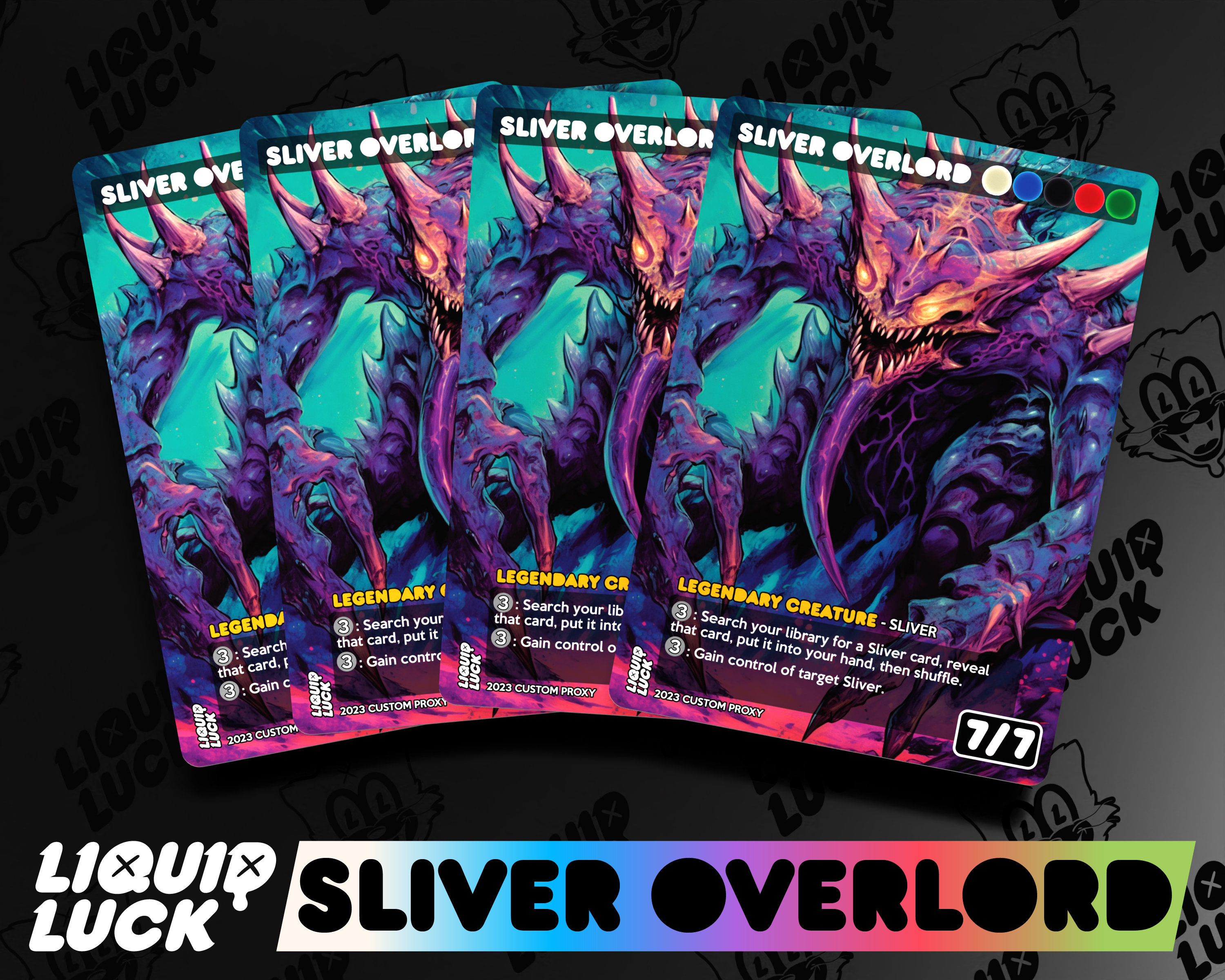 Sliver Overlord MTG Proxy Re-imagined Neon Vintage Fantasy 