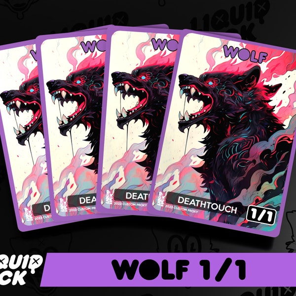 1/1 Black Wolf Creature Token With Deathtouch Created by Garruk, the Veil-Cursed - Full Art Custom MTG Tokens / Commander Cards for EDH/cEDH