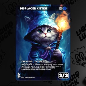 Displacer Kitten MTG Proxy Re-imagined Vintage Fantasy Dnd Art Style