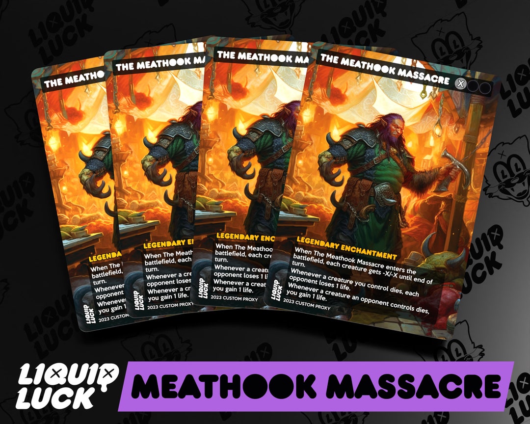 The Meathook Massacre MTG Proxy Vintage Fantasy Style Full Art Custom