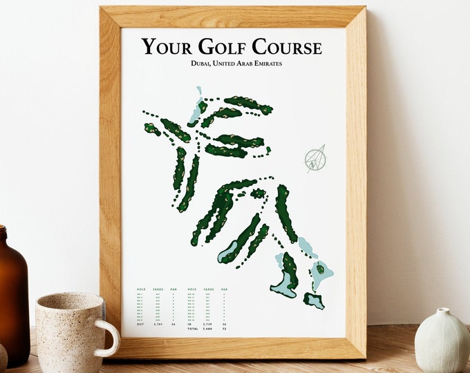 Personalised Golf Course Map Illustration - Print - Golf Course minimal print - Golf Art - Golf Poster - Golf gift