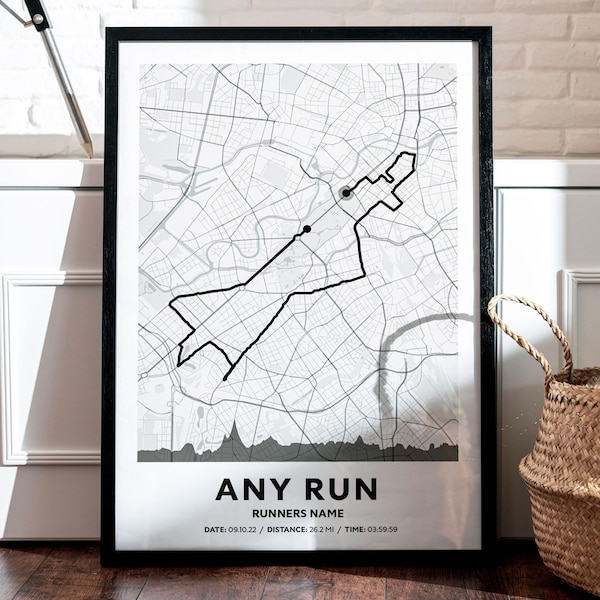 Any Marathon, Strava Route, Tracked Run  | Personalised | Cycling, Walking or Running | Custom Marathon Route Map Print | Half Marathon