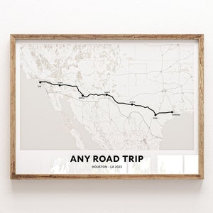 Road Trip Route Map - Any route, Any Drive & More - Personalised Travel Map