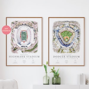 Custom Stadium Watercolour Art | Sports Venue Illustration Gift