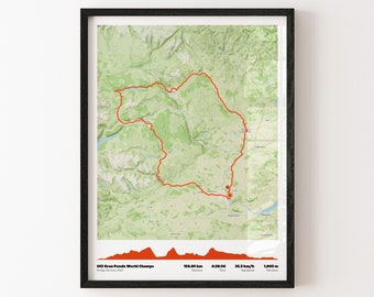 Any Ride, Strava Route, Tracked Bike Ride | Personalised | Cycling | Custom Cycling Route Map Print | Mountain biking route