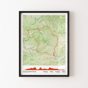 Any Ride, Strava Route, Tracked Bike Ride | Personalised | Cycling | Custom Cycling Route Map Print | Mountain biking route