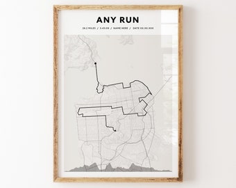 Any Marathon, Strava Route, Tracked Run  | Personalised | Cycling, Walking or Running | Custom Marathon Route Map Print | Half Marathon