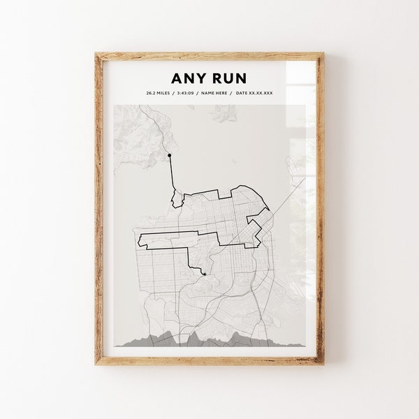 Any Marathon, Strava Route, Tracked Run  | Personalised | Cycling, Walking or Running | Custom Marathon Route Map Print | Half Marathon