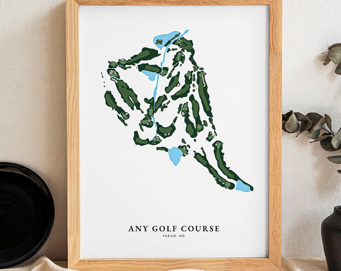 Custom Golf Course Map Illustration - Print - Golf Course minimal print - Golf Art - Golf Poster - Golf gift