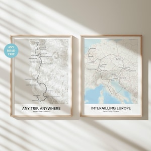 Personalisierte Road Trip Reise Karte: Custom Route Art, Jede Reise (30 x 40 cm)