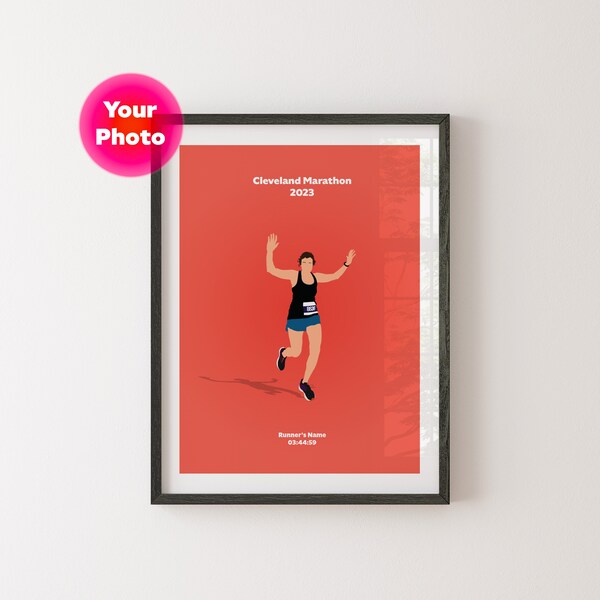 Illustration de coureur personnalisée à partir de votre photo - Photo de course en impression Pop art minimale - Art mural coloré - | Cadeau pour triathlète