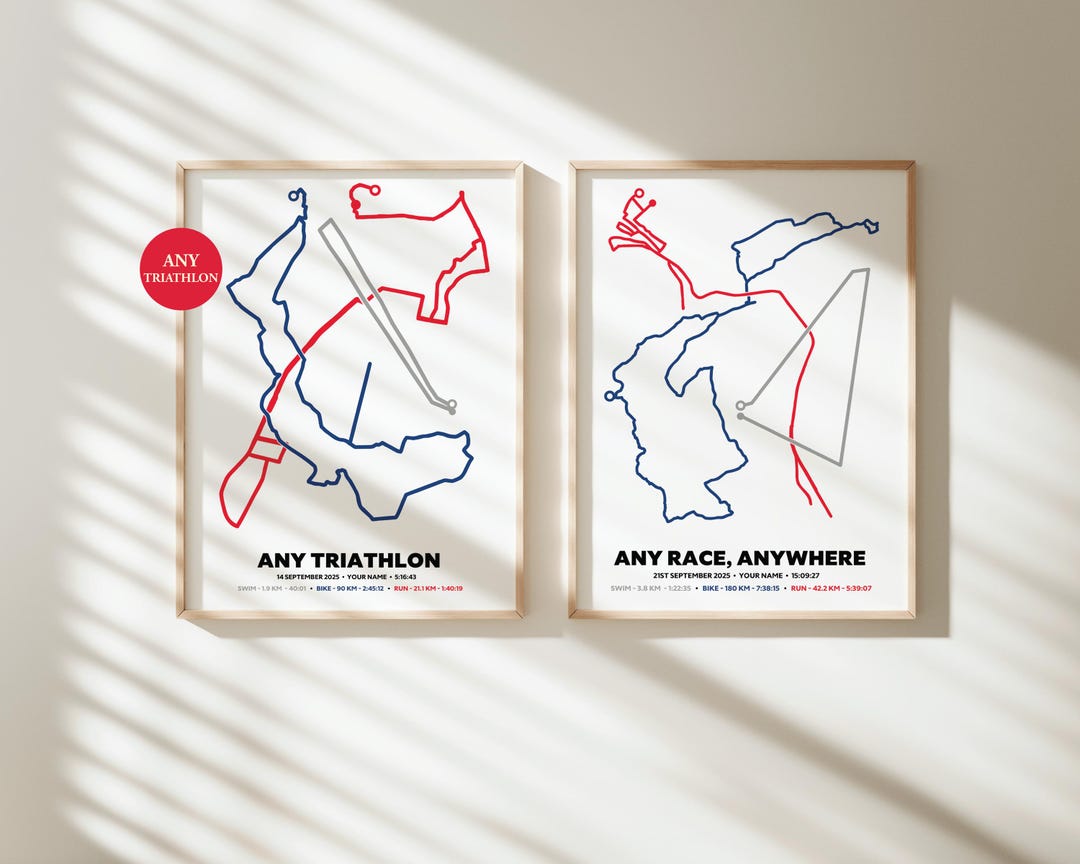 Rocketman Triathlon Course Map.pdf Custom Triathlon Route Map Print | Personalised Swim Bike Run Course ...