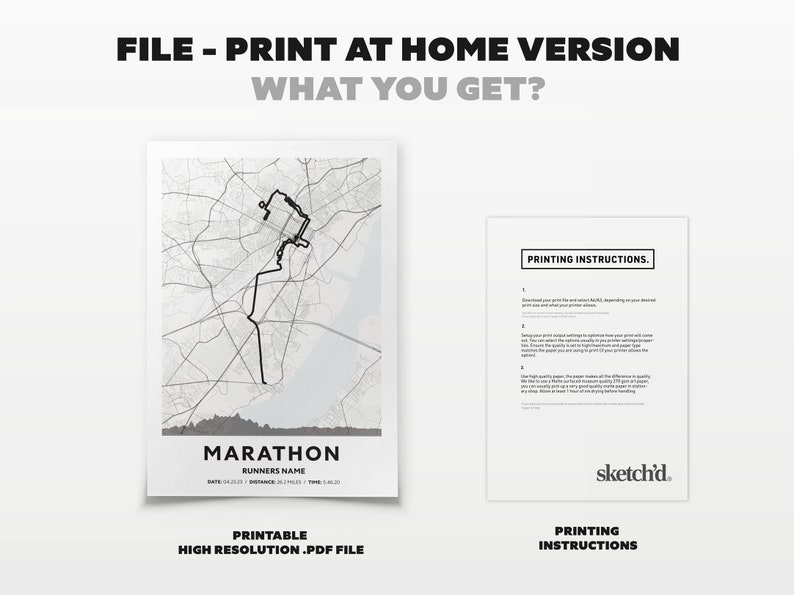 Any Marathon, Strava Route, Tracked Run Personalised Cycling, Walking or Running Custom Marathon Route Map Print Half Marathon File - Print at Home