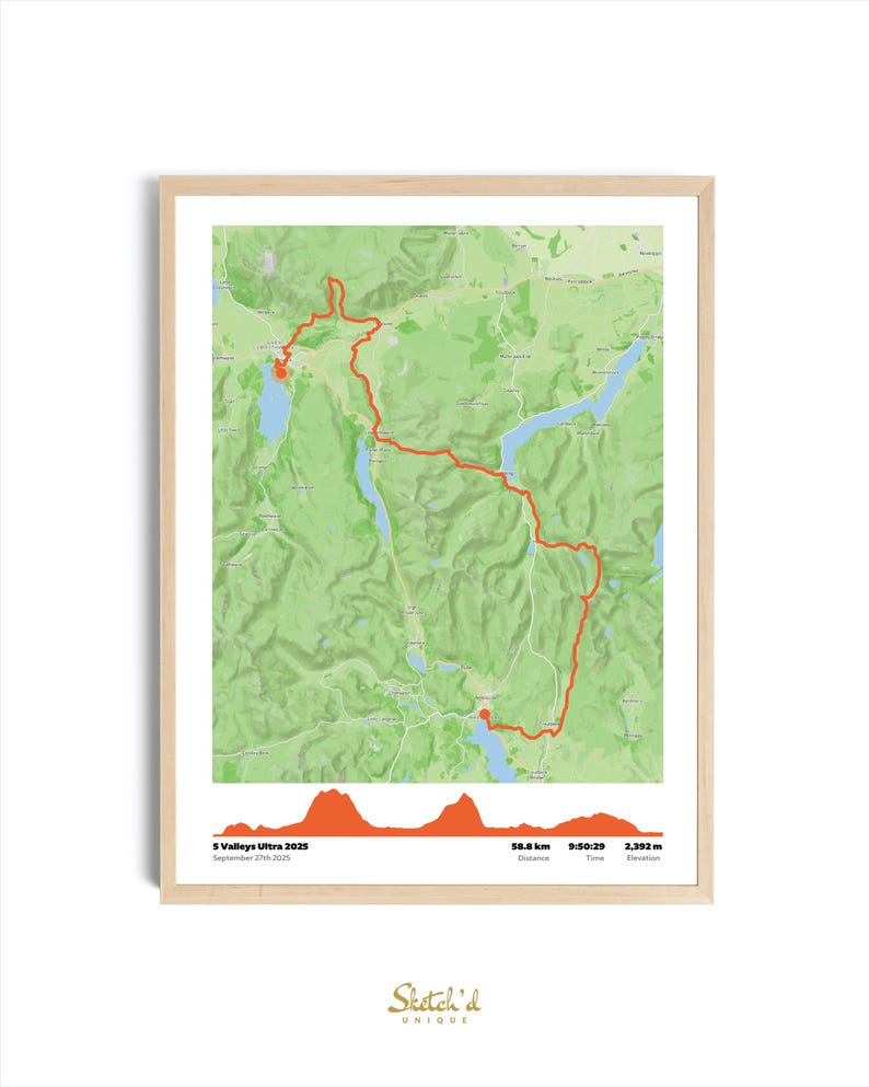Personalised Route Map Printable Art | Custom Run, Ride, Hike Map ...