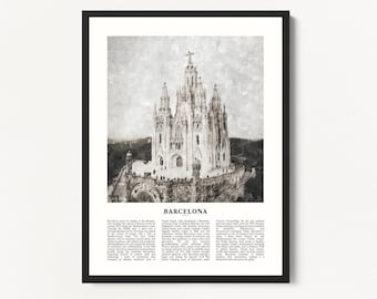 Sagrada Familia-tryck: Konst av Barcelonas stadssilhuett (digital nedladdning)